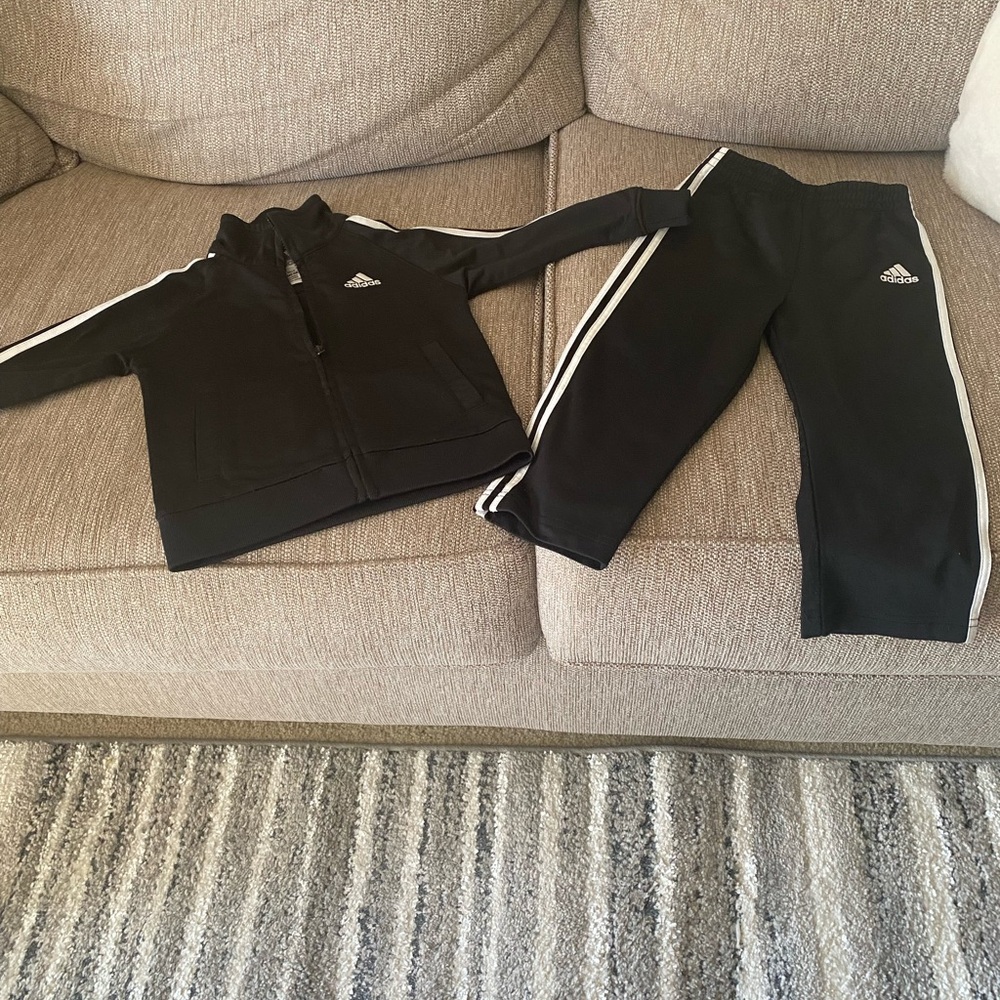 Adidas Black Sweatpants with Signature Stripes Gently Worn